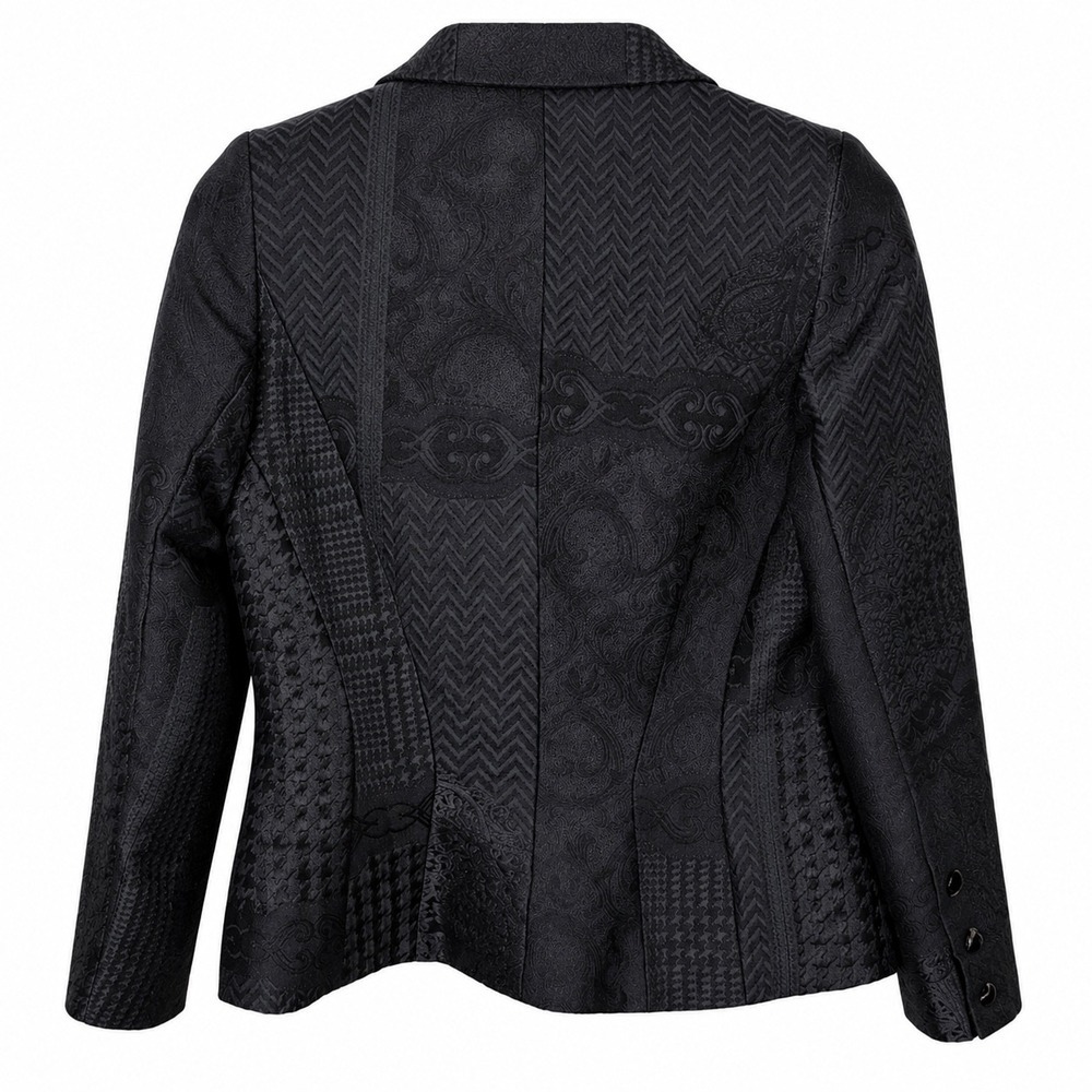 Escada Black Jacquard Blazer Jacket Size 36 Textured Pattern Designer - Picture 5 of 7